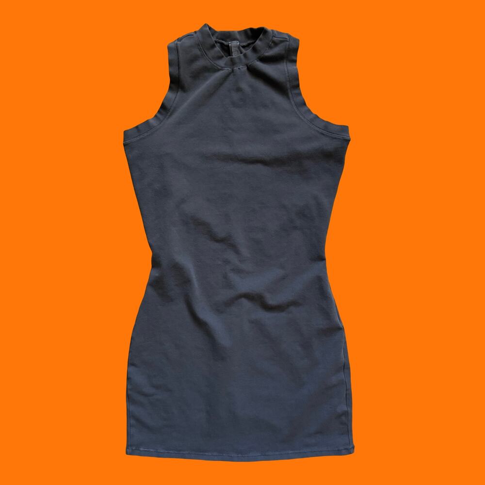 SKIMS Charcoal High Neck Bodycon Sleeveless Tank Mini Dress Medium